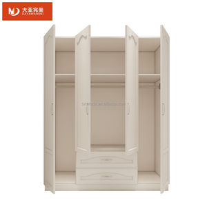 OEM ODM melamina MDF sottovuoto formato armadio in legno con 4 porte pannelli rialzati e 2 cassetti più recenti disegni di guardaroba per camera da letto - Product Image 2