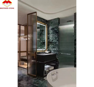 แผ่นหินอ่อนสีเขียวเข้มสำหรับแผงผนังกระเบื้องหินอ่อนสีเขียวหม่นสำหรับตกแต่งโรงแรม - Product Image 5