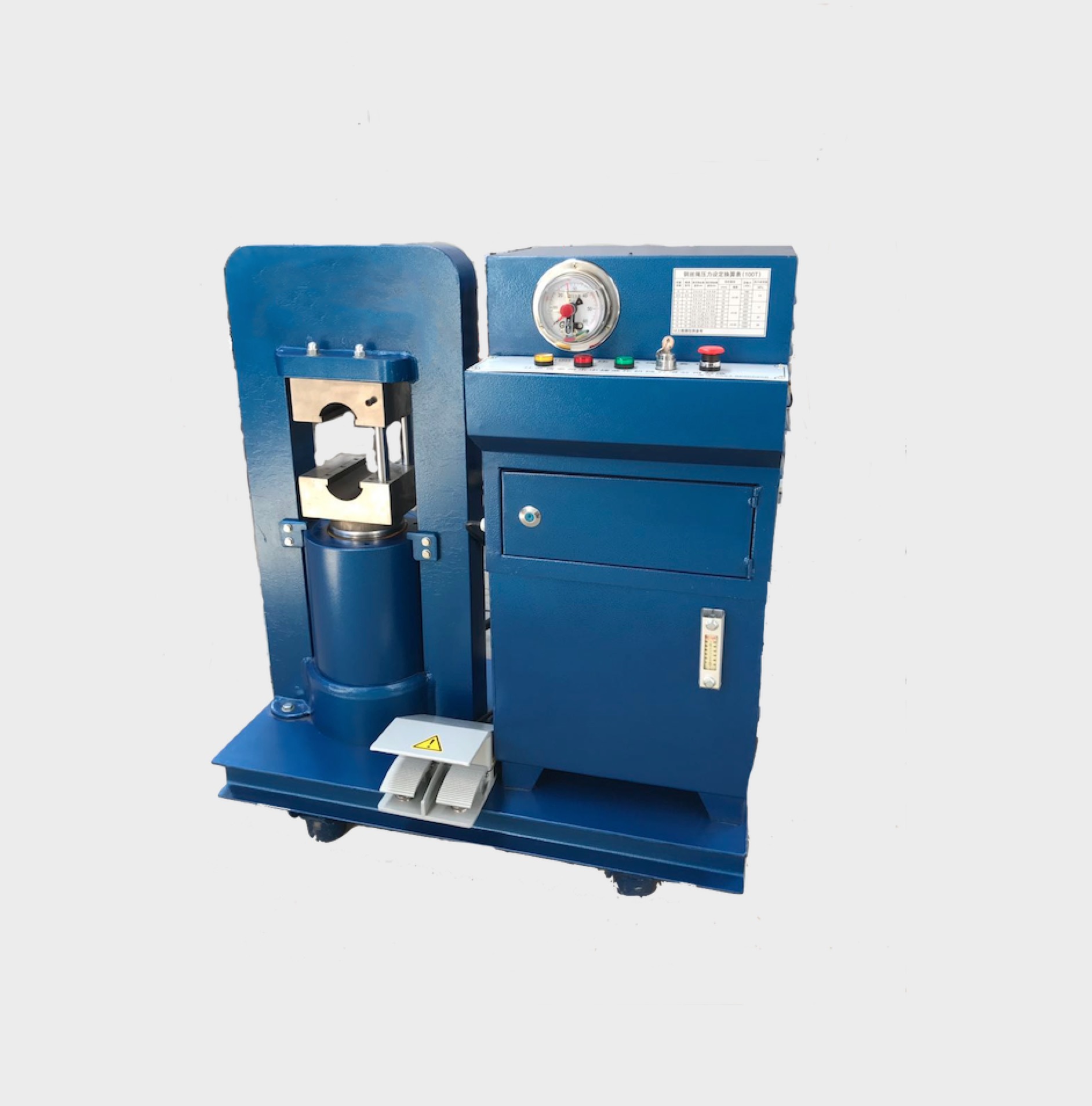 BOBO Machine hydraulic steel cable wire rope sling making pressed shown in a detail photo for this news article