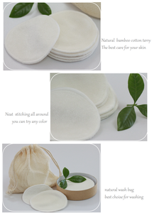 Lingettes lavables en <span class=keywords><strong>coton</strong></span> biologique de bambou tissé réutilisables pour le nettoyage du visage à domicile - Product Image 3