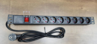 Barre d'alimentation 1U en alliage d'aluminium 8 ports/6 ports, multiprise 16A, norme européenne/allemande 240V PDU