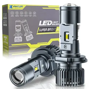 Projetor com feixe de luz LED para carro, mini lente com feixe de luz para projetor, lâmpadas LED para projetor com lente H4