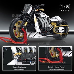 <span class=keywords><strong>Guli</strong></span> 60522 1:5 Moto Big Devil Blocs de construction à assembler de difficulté élevée Modèle de jouet pour garçons - Product Image 4