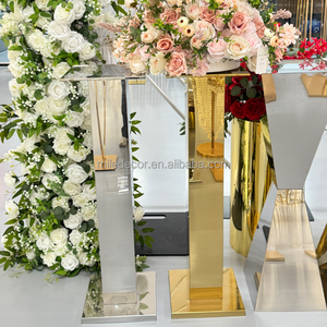 Neuheit Moderner Luxuriöser Eleganter Silberner Hoher Blumenständer Runde Säule Hochzeits-Tischdekoration - Product Image 3
