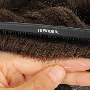 Parrucchino da uomo australiano per uso professionale, con base in pizzo francese e PU, pelle sottile, nero naturale, capelli umani vergini indiani Remy TUL06 - Product Image 2