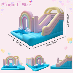 Château gonflable arc-en-ciel avec toboggan et piscine, aire de jeux pour enfants, usage domestique et extérieur, vente en gros, directement de l'usine - Product Image 5