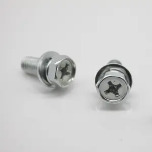 GB9074 Cross Recessed Hexagon Bolt With Indentation,Single Coil Lock Washer And Plain Washer Assemblies Hex bolts and washer