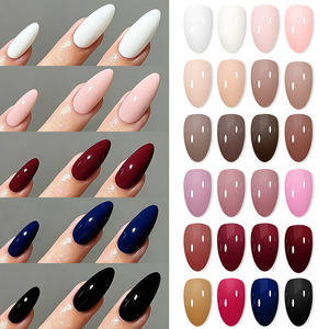 24Grds <span class=keywords><strong>Faux</strong></span> <span class=keywords><strong>ongles</strong></span> en acrylique, <span class=keywords><strong>couleur</strong></span> unie, brillants, pour l'hiver et l'<span class=keywords><strong>automne</strong></span>, 576 pièces, courts, en forme d'amande, naturels, doux, à presser - Product Image 4