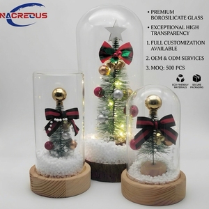 Decorazione Natalizia: <span class=keywords><strong>Campana</strong></span> <span class=keywords><strong>di</strong></span> <span class=keywords><strong>Vetro</strong></span> con Neve, Cilindro Espositivo, Set Ornamenti da Tavolo per Feste <span class=keywords><strong>di</strong></span> Natale, Luci Fatate, Miniatura <span class=keywords><strong>di</strong></span> Pino in Vaso - Product Image 2