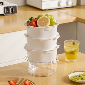 <b>Plastic</b> Kitchen <b>Colander</b> Bowl Set Food Strainer Fruit Veggies Mini Washing Basket Double-Layer Drain Basin and Basket - Product Image 2