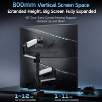 Support de Moniteur Double Écran Amélioré de Haute Qualité avec Hauteur de Colonne Réglable, en Acier Laminé à Froid, pour Configuration 1-vers-2 Ordinateurs