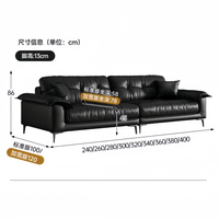 Französisches Vintage-Sofa aus Echtleder, Cloud Toast Design, Beine aus Massivholz, Schwammfüllung, Geradliniger Stil