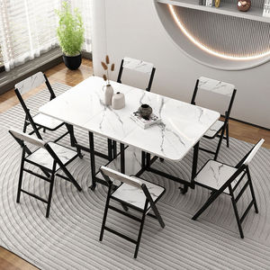 Rắn gỗ hình chữ nhật bàn ăn đơn giản hiện đại cho căn hộ nhỏ phòng khách đa chức năng gấp ghế lưu trữ tính năng - Product Image 4