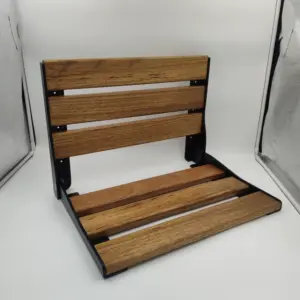 Vendita calda pieghevole in legno sedile doccia a parete in Teak Hardware per uso interno in doccia accessori