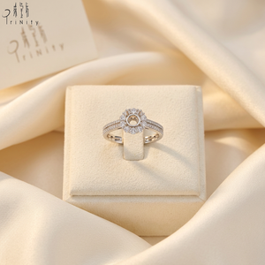 แหวนเพชรแท้ทรงบริลเลียนต์ ดีไซน์วงแหวนคู่ ทองคำขาว 18K  แบบกึ่งสำเร็จรูปสำหรับผู้หญิง รุ่นยอดนิยม - Product Image 5