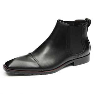 High Quality Wholesale Winter Fashion Business Men Genuine Leather Square Ankle CHELSEA <b>Boots</b> Office Casual Shoes Dress Shoes - Product Image 4