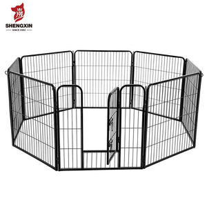 Corralito plegable de Metal de doble puerta para mascotas, cerca grande y resistente para perros - Product Image 1