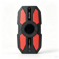 Démarreur de voiture portable rouge et noir, booster de batterie d'urgence haute puissance 12V avec panneau de commande rond pour véhicules