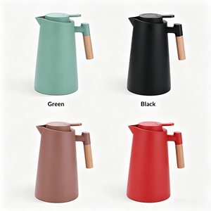Carafe à café <span class=keywords><strong>isotherme</strong></span> moderne avec poignée en <span class=keywords><strong>bois</strong></span> et couvercle, <span class=keywords><strong>pichet</strong></span> thermique en verre de 1 L pour la maison, la cuisine et le bureau - Product Image 5