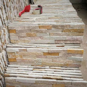 Design moderno Beige ardesia cultura parete <span class=keywords><strong>piastrelle</strong></span> di pietra naturale sottile impiallacciatura di pietra antiacido esterno esterno pannelli di rivestimento Modulare - Product Image 1