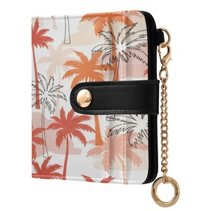 Portefeuille court personnalisé en cuir PU pour femme avec fermeture éclair, motif palmier, blocage RFID, étanche, portable, porte-cartes avec porte-clés - Product Image 2