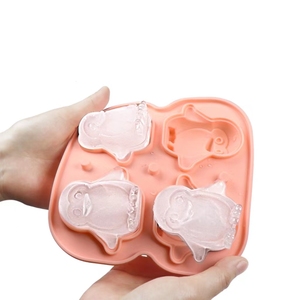 Moule à glace en silicone de qualité alimentaire mignon pingouin créatif 4 treillis de glace Whisky Mixwater Frozen Ice Hockey - Product Image 6