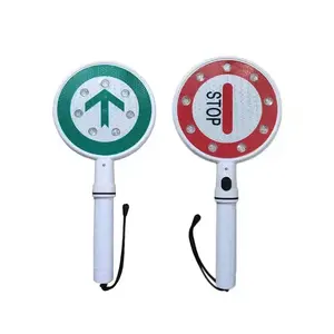 led flashing hand hold arrow or stop plastic warning signs