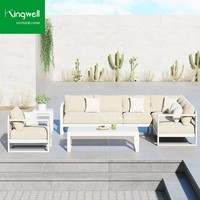 Ensemble de meubles modernes d'extérieur en aluminium KD Table de patio en L et canapé sectionnel pour hôtels, jardins, cours et appartements