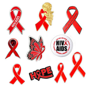Cinta roja personalizada, alfileres de concientización sobre el VIH/SIDA, calcomanías de solapa de Metal de esmalte suave, campaña de salud, accesorios de regalo, BENDICIONES SALUD - Product Image 1