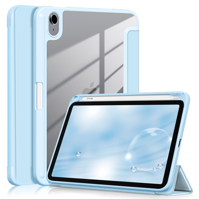 case Factory Direct TPU Soft Shell Acrylic Intelligent Flip Three Fold Tablet Shell with Sleep Function for ipad Mini 6