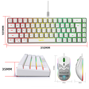 Venta caliente HXSJ Panal ligero con cable RGB retroiluminado Gaming Mouse y <span class=keywords><strong>Keyboard</strong></span> Combos Set para Laptop PC Mac - Product Image 2