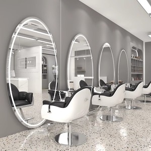 Espejo de Pared Ovalado Moderno para Peluquería, Dorado y Plateado, de Una Sola Cara, con Lámpara LED, para Salón de Belleza - Product Image 3