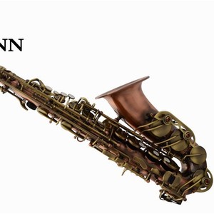 <span class=keywords><strong>Saxophone</strong></span> Ténor Ehrman en Cuivre Ancien, Double Tendon, Gamme Moyenne, Corps Rouge, Finition Cuivre Antique, Clé Verte - Product Image 2