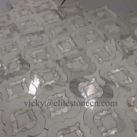 Lanterne en mosaïque blanche moderne, design arabesque, en marbre blanc pur, mosaïque de carreaux