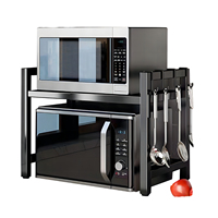 Étagère de rangement de cuisine à double niveau en métal pour four à micro-ondes, support de comptoir rétractable avec étagère pour cuiseur à riz