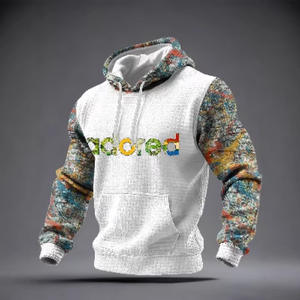 Sweat-shirt à capuche pour homme en coton, motif feuille d'érable brodé, respirant, tricoté, 2025 - Product Image 5