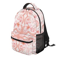 Sac à dos OEM imprimé corail hawaïen en polyester, sac à dos de jour entièrement imprimé avec bretelles réglables pour les voyages et l'école