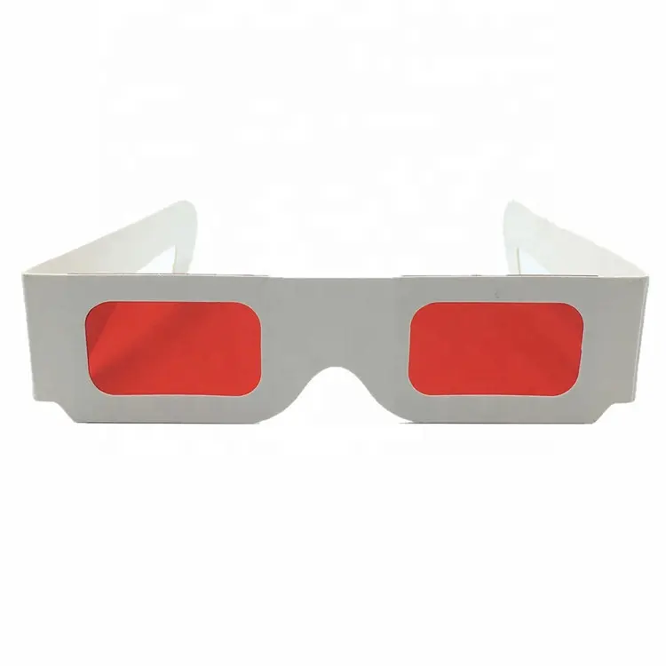 Gafas desechables 3D de papel de lente roja baratas