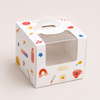 Boîte à gâteau personnalisée avec fenêtre transparente et poignée, 6/8/10/12 pouces, en papier kraft blanc, emballage de boulangerie avec logo pour anniversaire et mariage