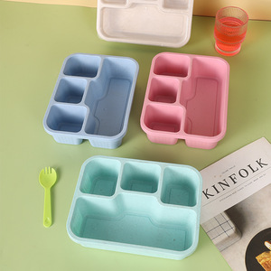 Lonchera de Silicona con Múltiples Compartimentos, Contenedor de Alimentos Reutilizable con Tapa para Oficina, Escuela, Picnic - Product Image 1