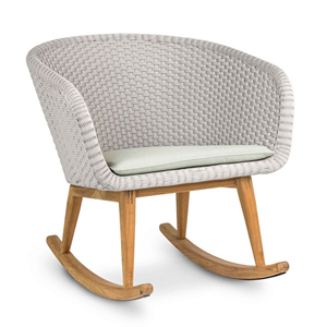 Silla Mecedora de Madera de Teca para Exteriores con Cojín, Silla de Descanso para Patio y Jardín - Bulan - Product Image 1