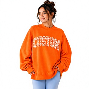 Sweat-shirt surdimensionné à col montant pour femme, avec logo personnalisé sur le devant, épaules tombantes, toutes saisons, OEM/ODM, vente en gros - Product Image 1