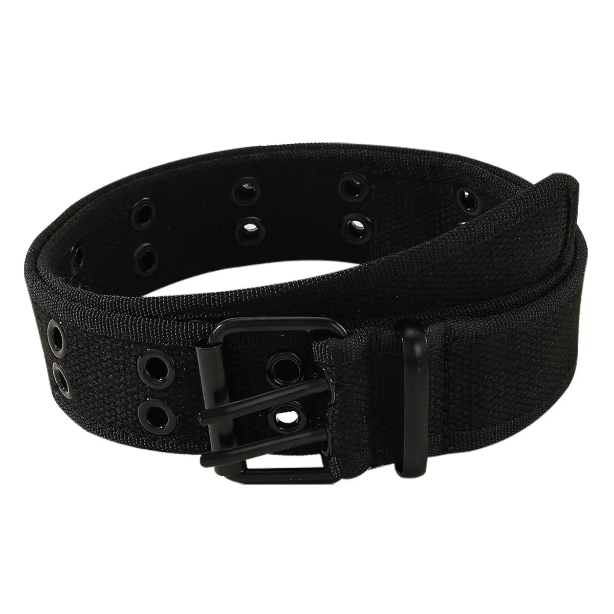 The Canvas Belt Featuring A Double Pin Buckle Design Casual Wear Punk Style Outfits With double-breasted details
