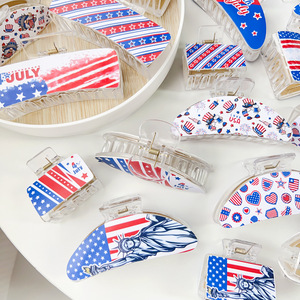 Pinza de Pelo Patriótica <span class=keywords><strong>del</strong></span> <span class=keywords><strong>4</strong></span> de Julio, Pinza de Pelo Acrílica con Estrellas y Rayas de la Bandera Americana para el Día de la Independencia, Accesorio para el Cabello con Temática de Estados Unidos - Product Image 3