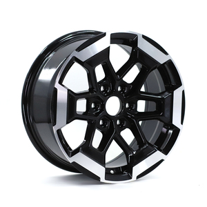 <span class=keywords><strong>16</strong></span>インチアルミ合金製カーホイールリム 16x7.5 ET30 PCD 6x114.3 マルチスポーク ブラックマシンフェイス 交換用 - Product Image 1