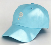 Groothandel Lichtblauwe Palmboom Geborduurde 100% Katoenen Baseballpet Verstelbare Riempje Unisex Volwassene Casual Zonnehoed