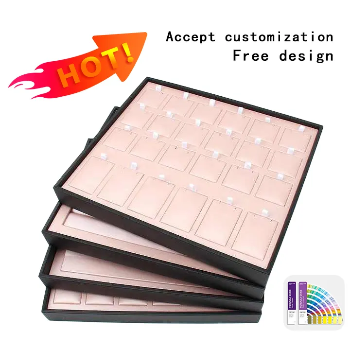 Jewellery Tray Best Selling Custom Pink Color Design Size PU Leather Display Tray For Jewelry Earring Ring Window Counter Showcase Retail Shop