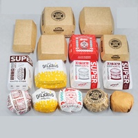 Boîte à emporter personnalisée avec logo imprimé, très vendue, en papier jetable pour hamburgers, frites, poulet frit, nuggets, repas rapides, déjeuner à emporter