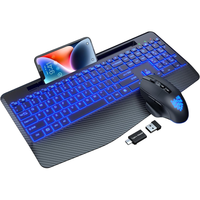Kablosuz Ergonomik RGB Arkadan Aydınlatmalı Programlanabilir Multimedya Tuşları Dahili 11 inç Telefon Tablet Yuvası 2.4G Tam Boyutlu Mouse 4 Seviye