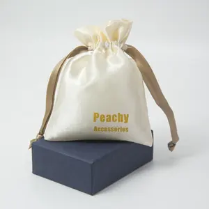 लक्जरी सोने पाउच साटन कस्टम निजी लोगो नरम गहने बरौनी उपहार बैग